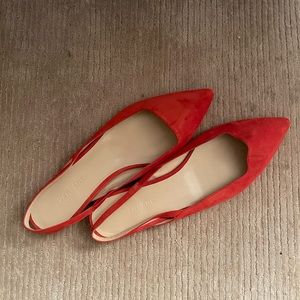 Everlane suede red sling back flats